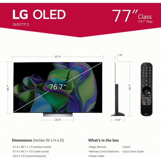 LG C3 Series 77-Inch Class OLED evo Smart TV OLED77C3PUA, 2023 - AI-Powered 4K, Alexa Built-in