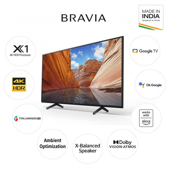 Sony X80J 43X80J 50X80J 55X80J 65X80J 75X80J 4K Ultra HD LED Smart Google TV with Dolby Vision HDR and Alexa